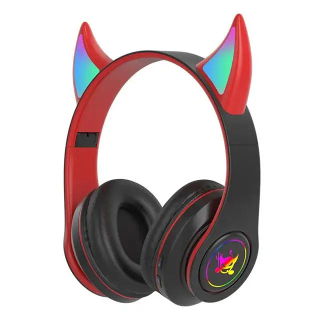 Novo Headphones Devil Ear Bluetooth Pc Gamer Gaming Headset RGB