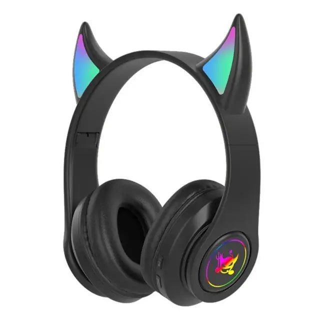 Novo Headphones Devil Ear Bluetooth Pc Gamer Gaming Headset RGB